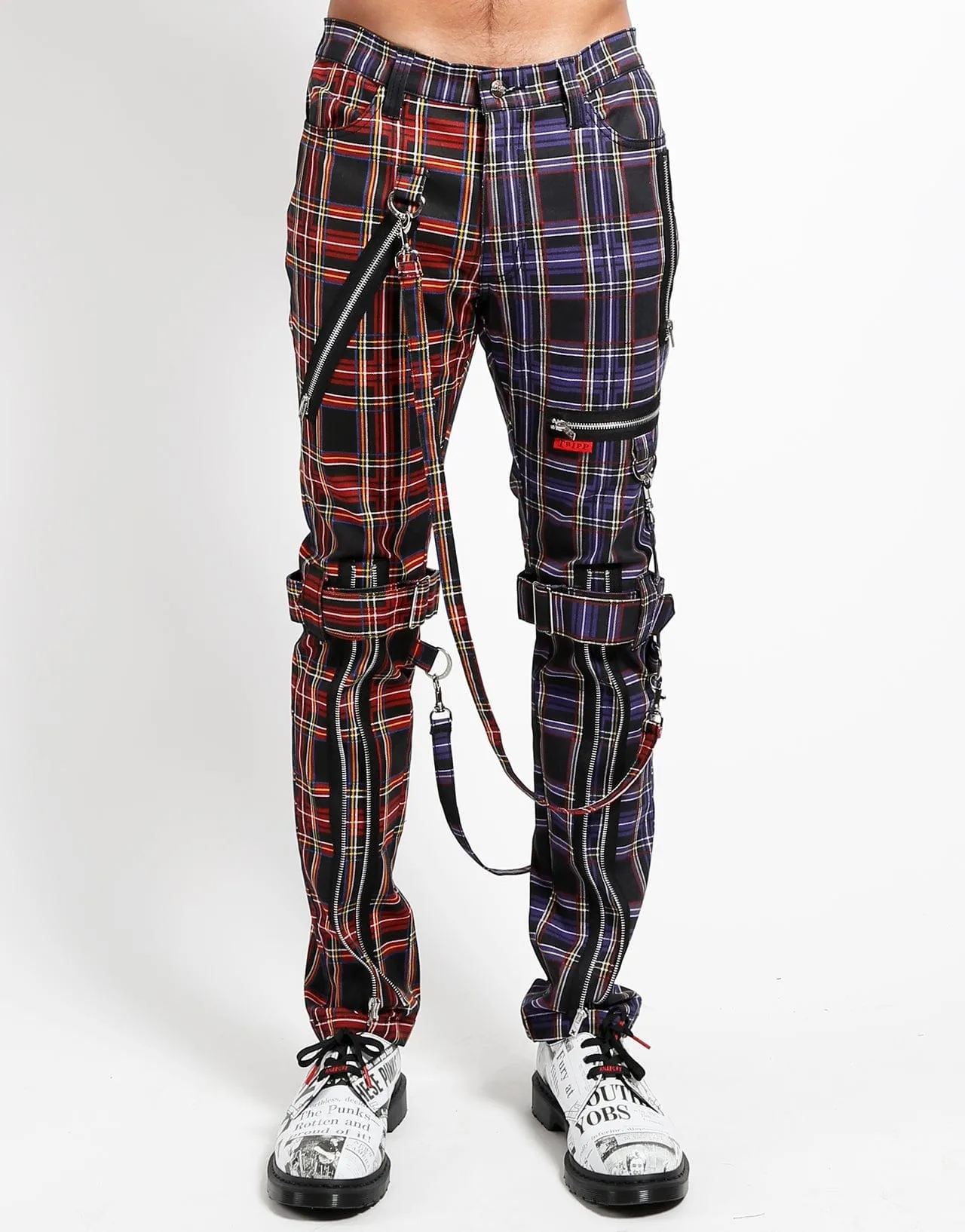 Tripp NYC Split Leg Plaid Bonage Pants