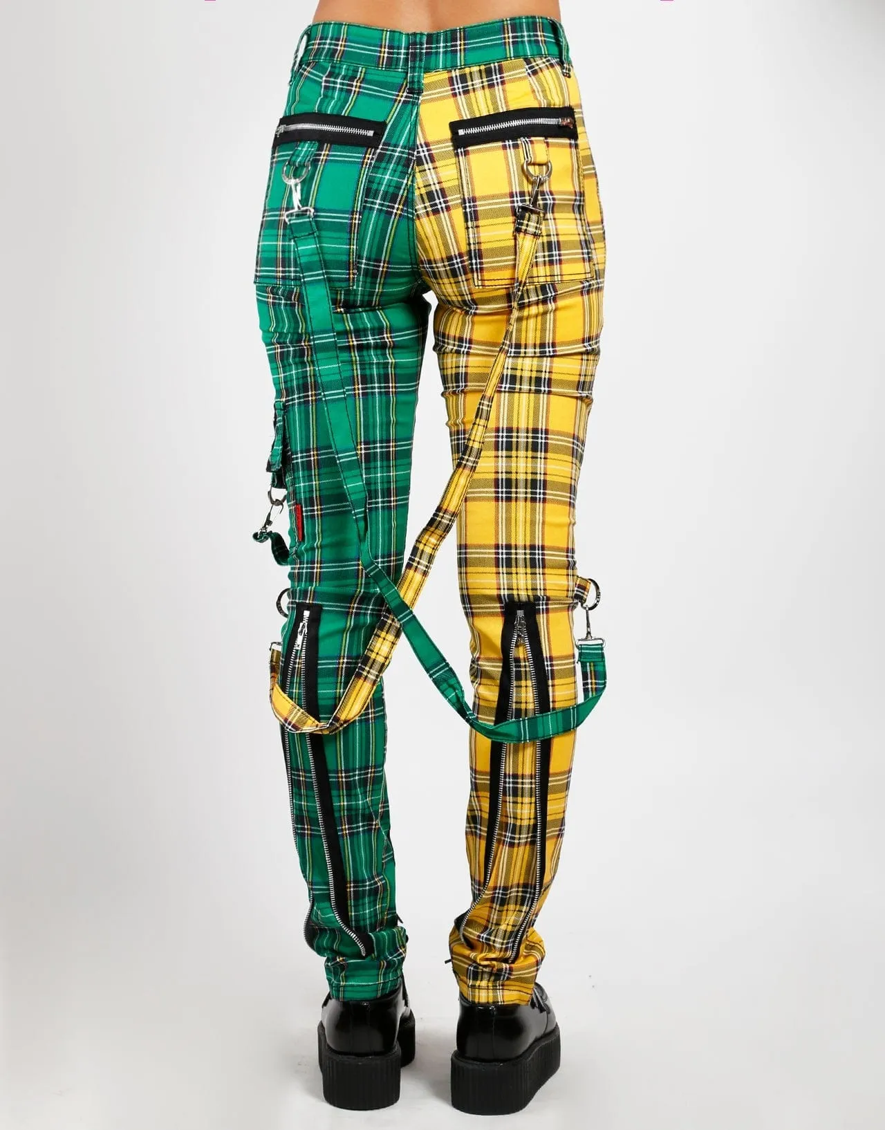 Tripp NYC Split Leg Plaid Bonage Pants