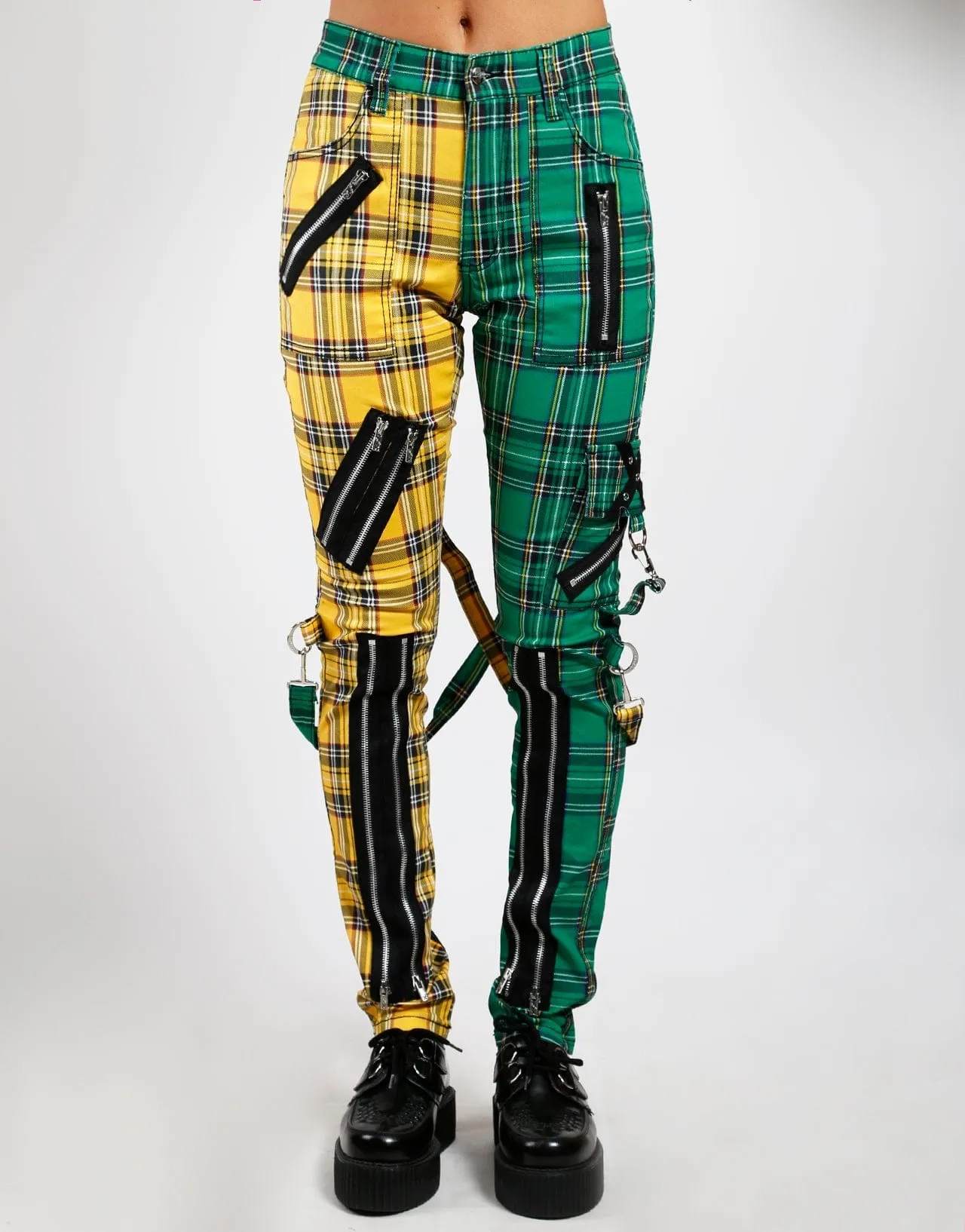 Tripp NYC Split Leg Plaid Bonage Pants