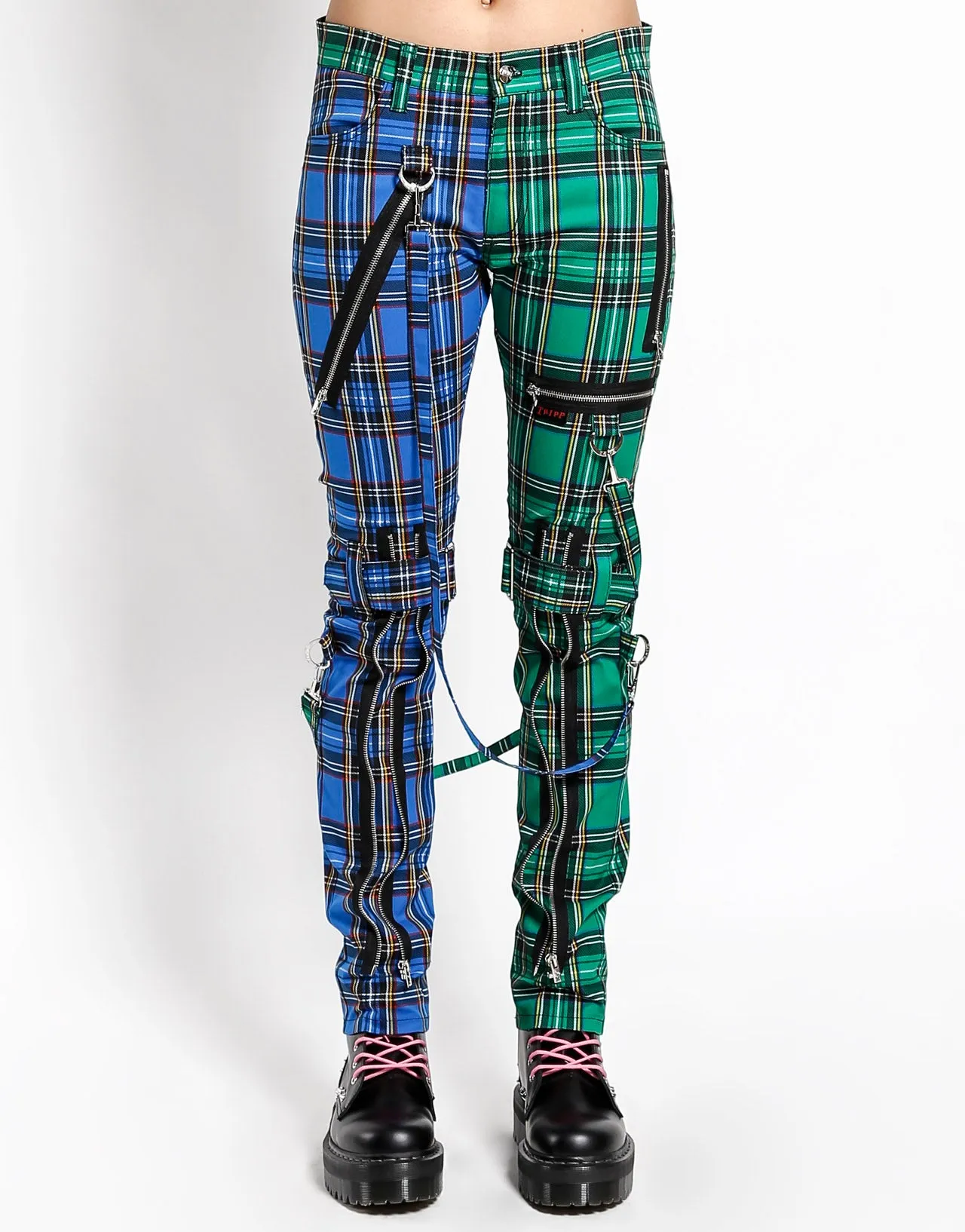 Tripp NYC Split Leg Plaid Bonage Pants