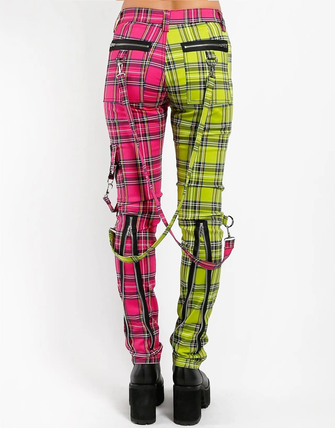 Tripp NYC Split Leg Plaid Bonage Pants