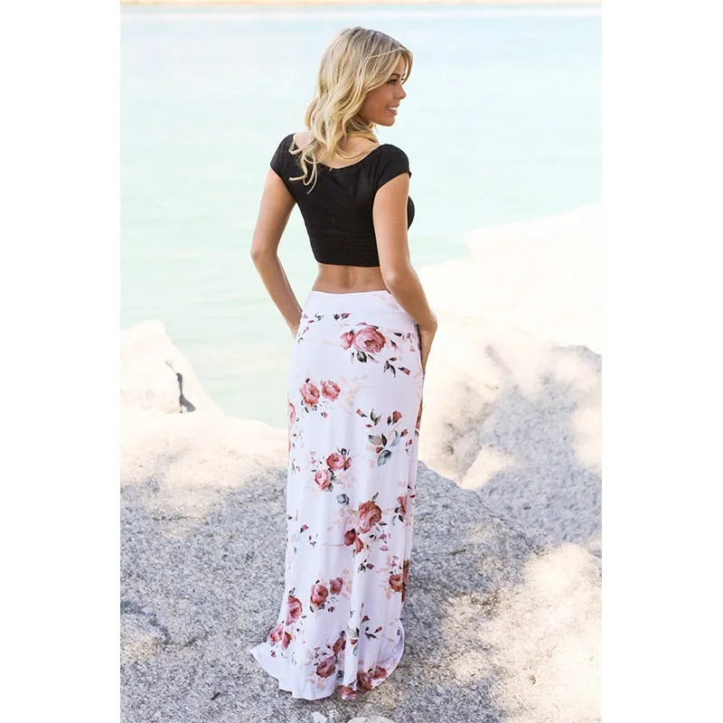 VenusFox Casual Boho floral print Vintage skirt