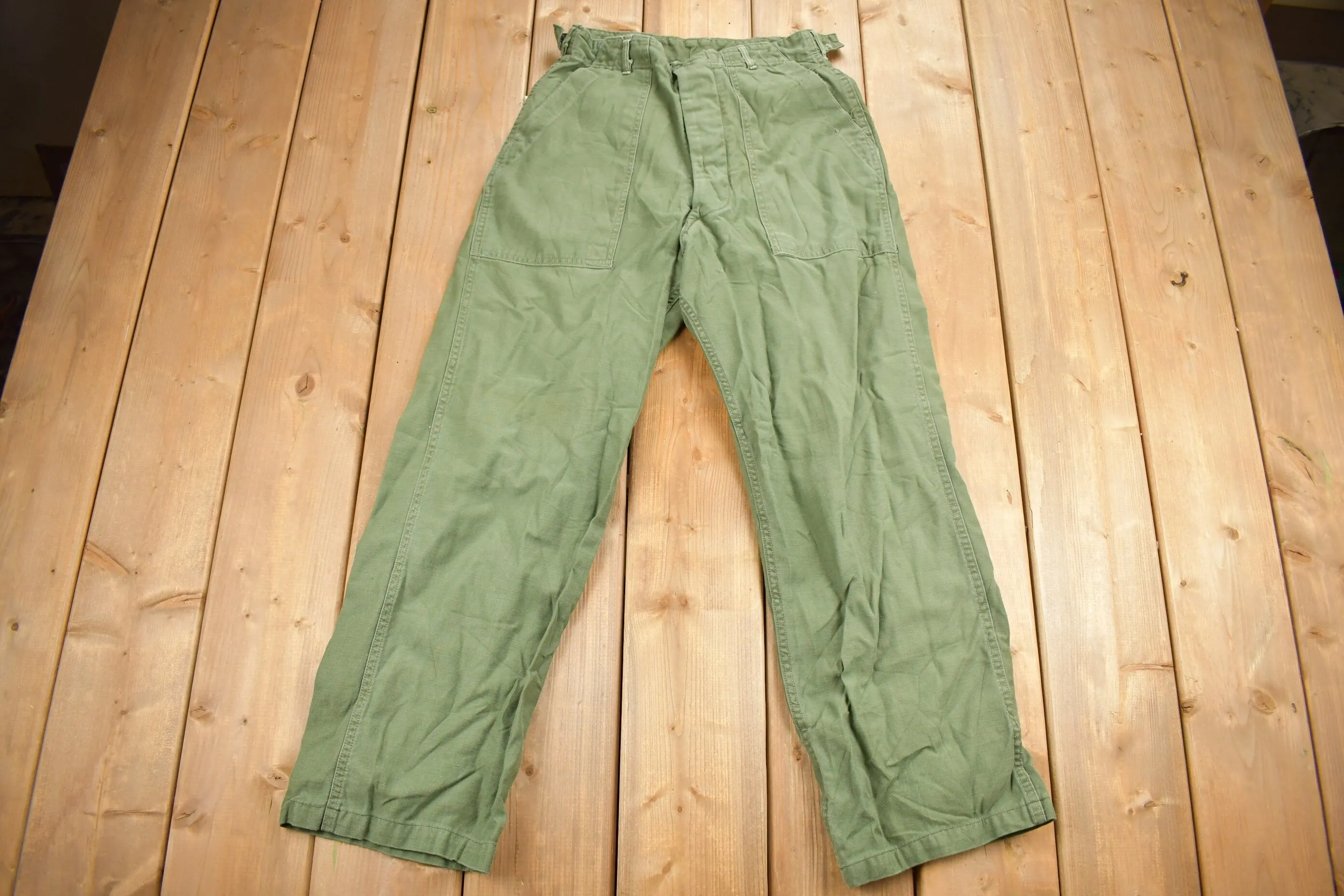 Vintage 1970s OG 107 Green Khaki Army Pants Size 28 x 25