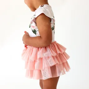 Vintage Pink Rose Tulle Bodysuit Dress