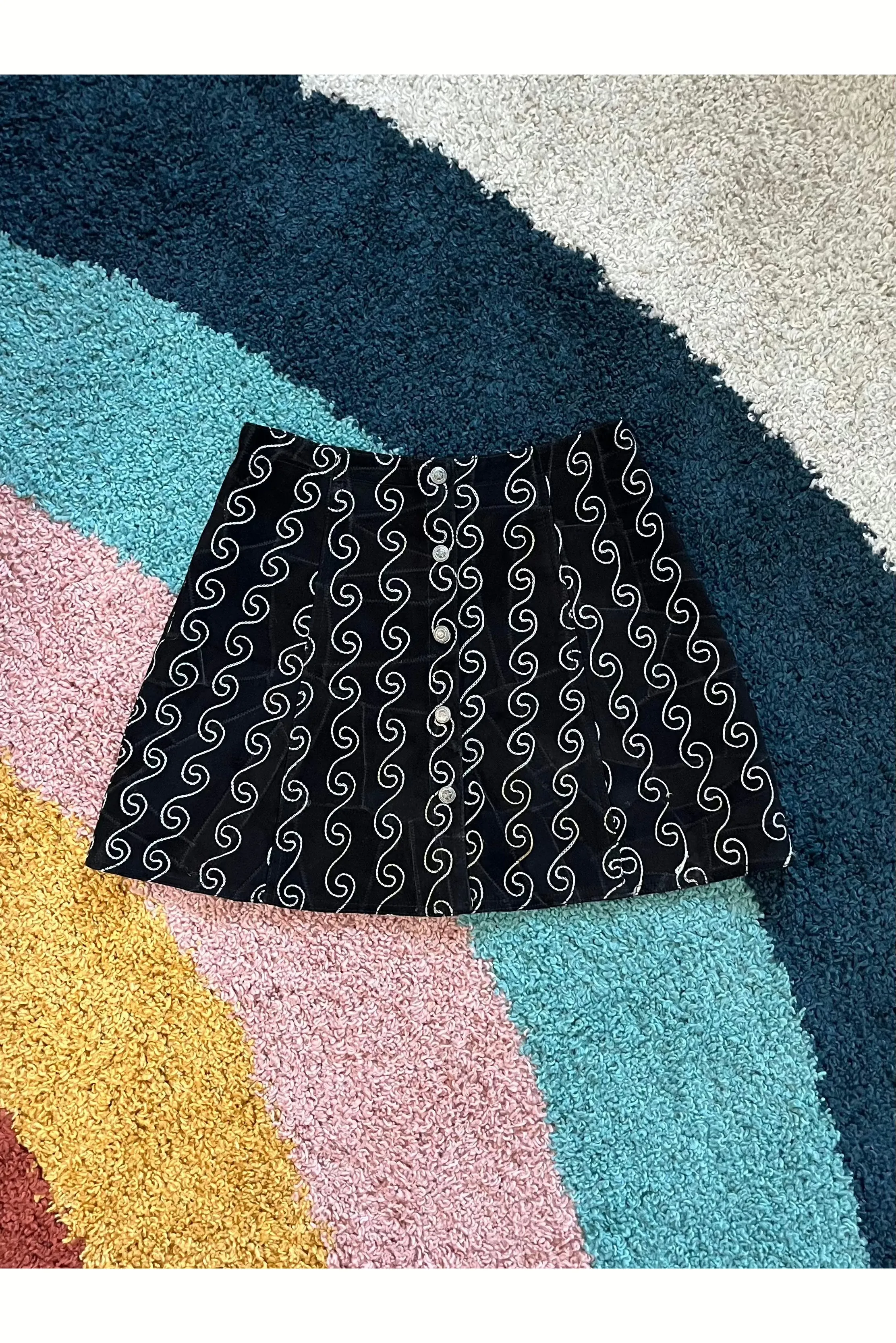 Vintage Rare 90s Swirl Embroidery Patchwork Skirt