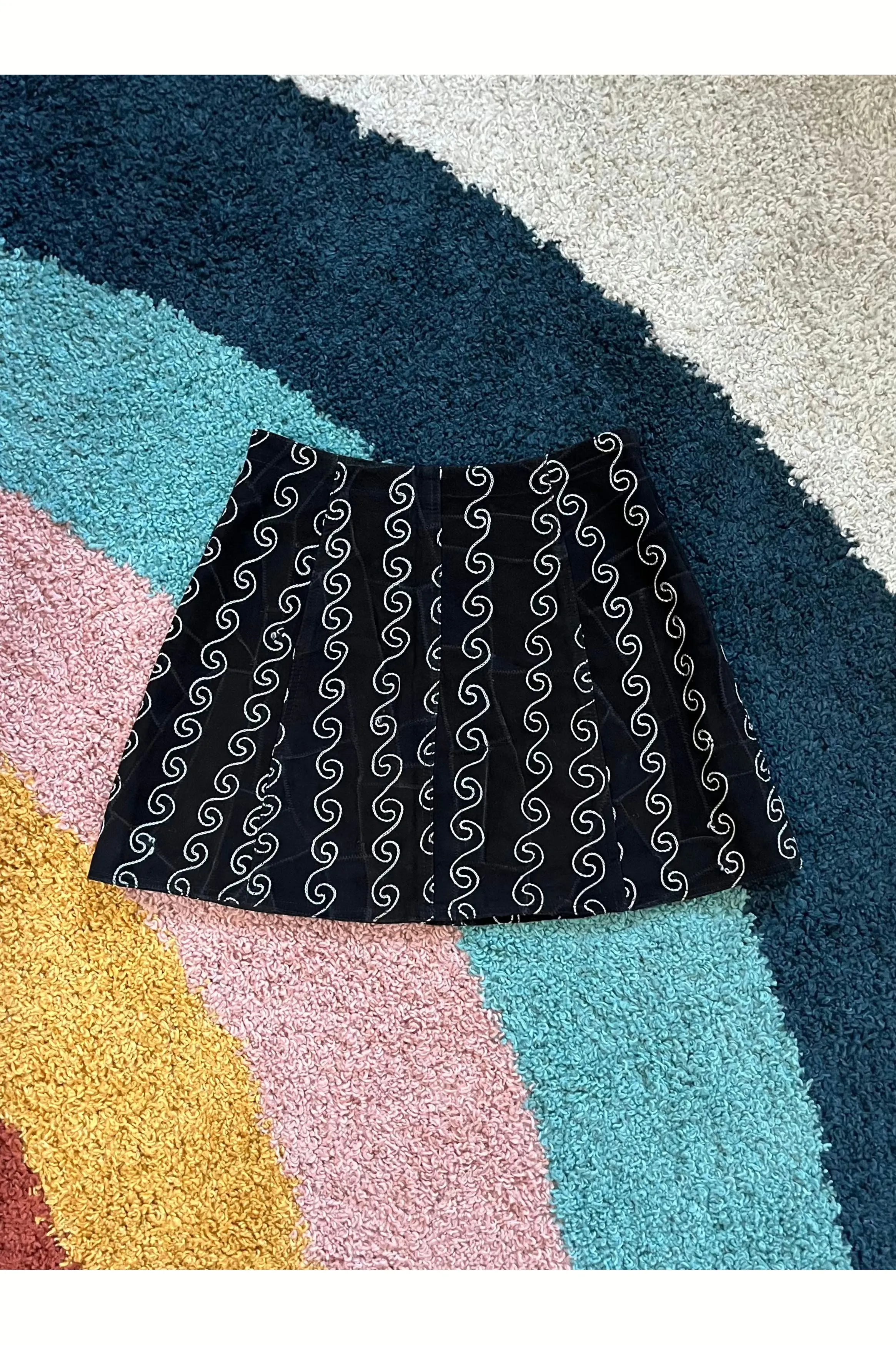 Vintage Rare 90s Swirl Embroidery Patchwork Skirt