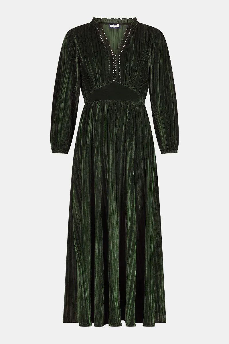 Wendy Green Crinkle Velvet Dress