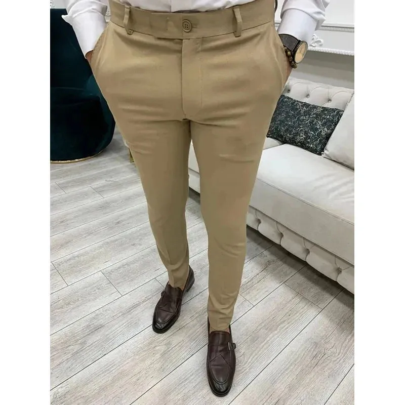 Wiaofellas  -  Business Casual Men's Long Pants Retro Fashion Straight Leg Pants Men's Fashionable Temperament Office Suit Pants MA2