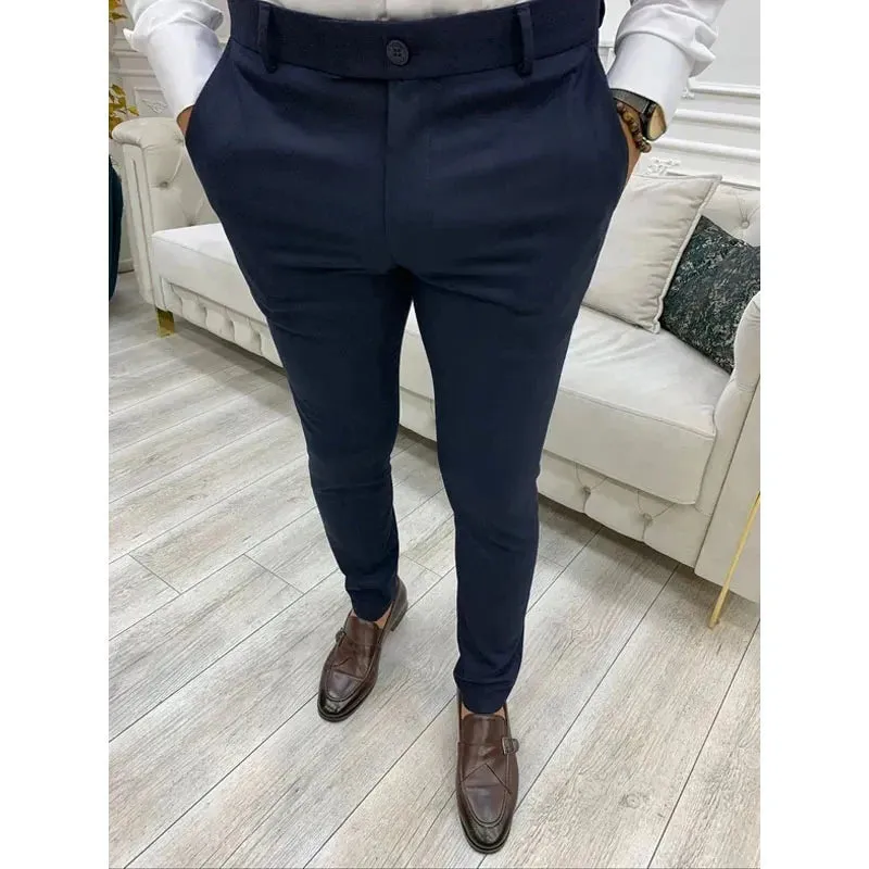 Wiaofellas  -  Business Casual Men's Long Pants Retro Fashion Straight Leg Pants Men's Fashionable Temperament Office Suit Pants MA2