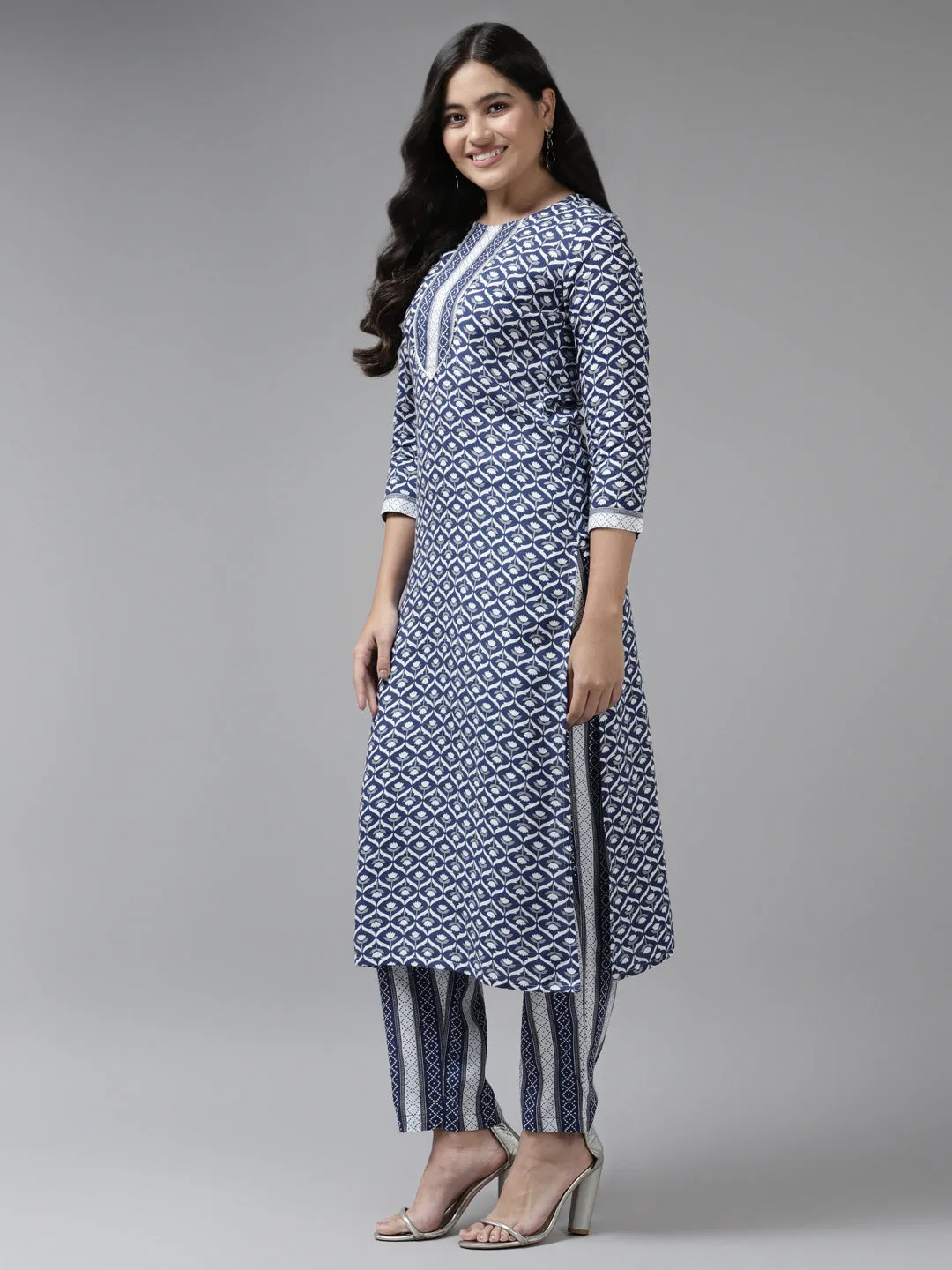 Women Blue Rayon Kurta Set