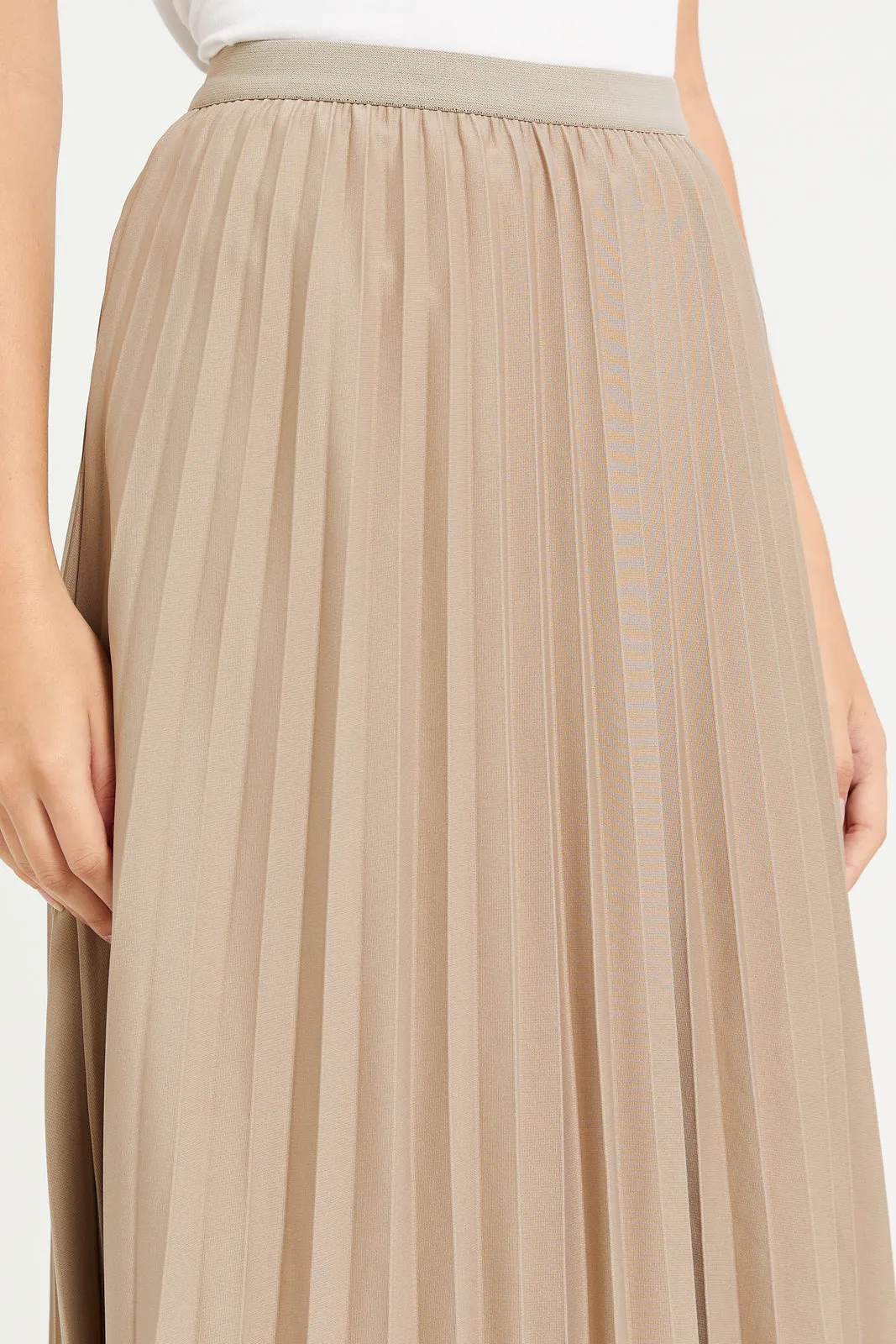 Women Brown Pleated Skirt