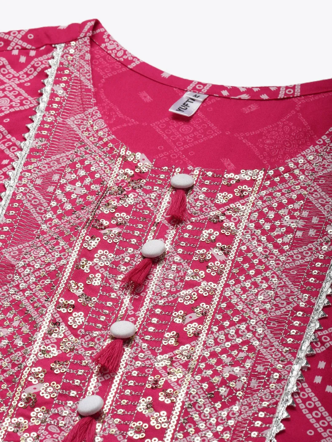 Women Fuchsia Rayon Kurta Set With Dupatta