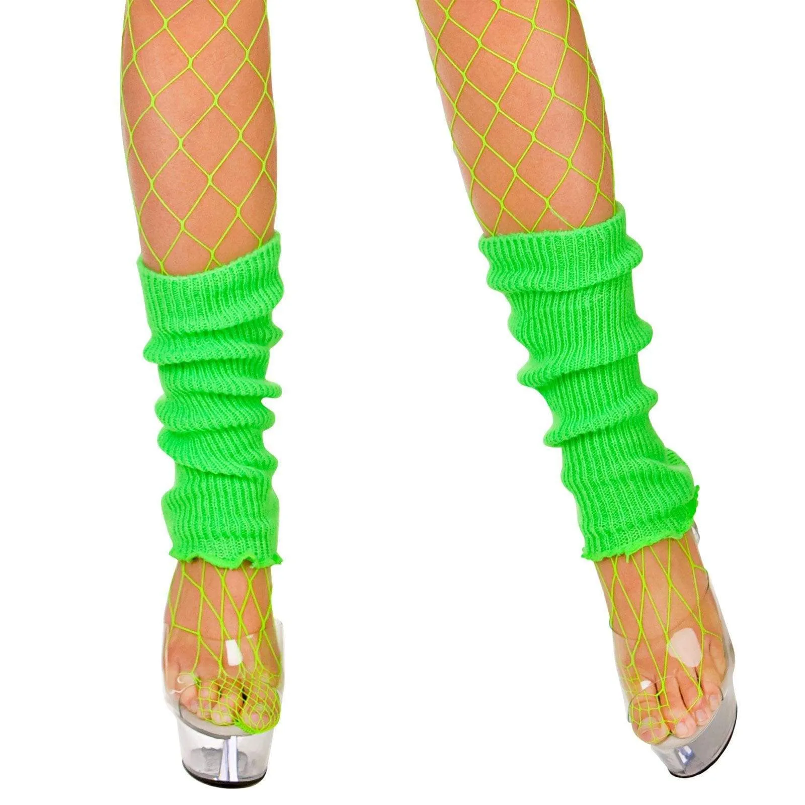 Womens 80's Neon Leg Warmers Fancy Dress Disco Dance