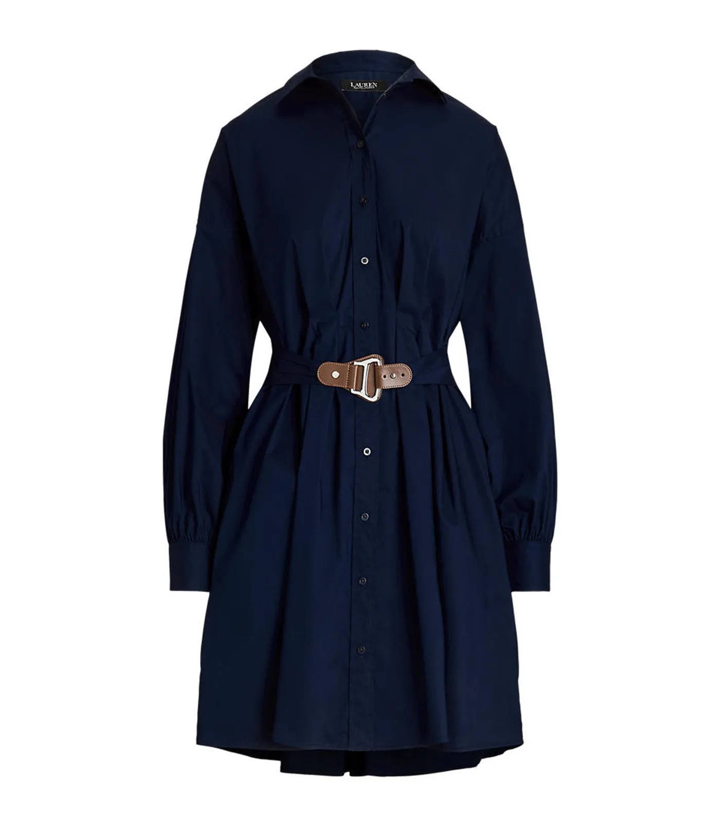 Women's Buckle-Trim Cotton-Blend Shirtdress