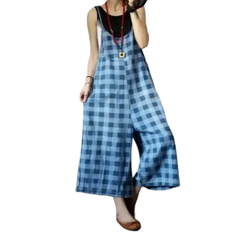 Women's wide-leg denim overall