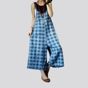 Women's wide-leg denim overall