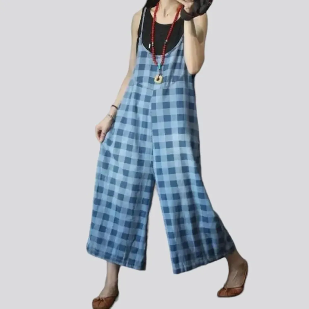 Women's wide-leg denim overall