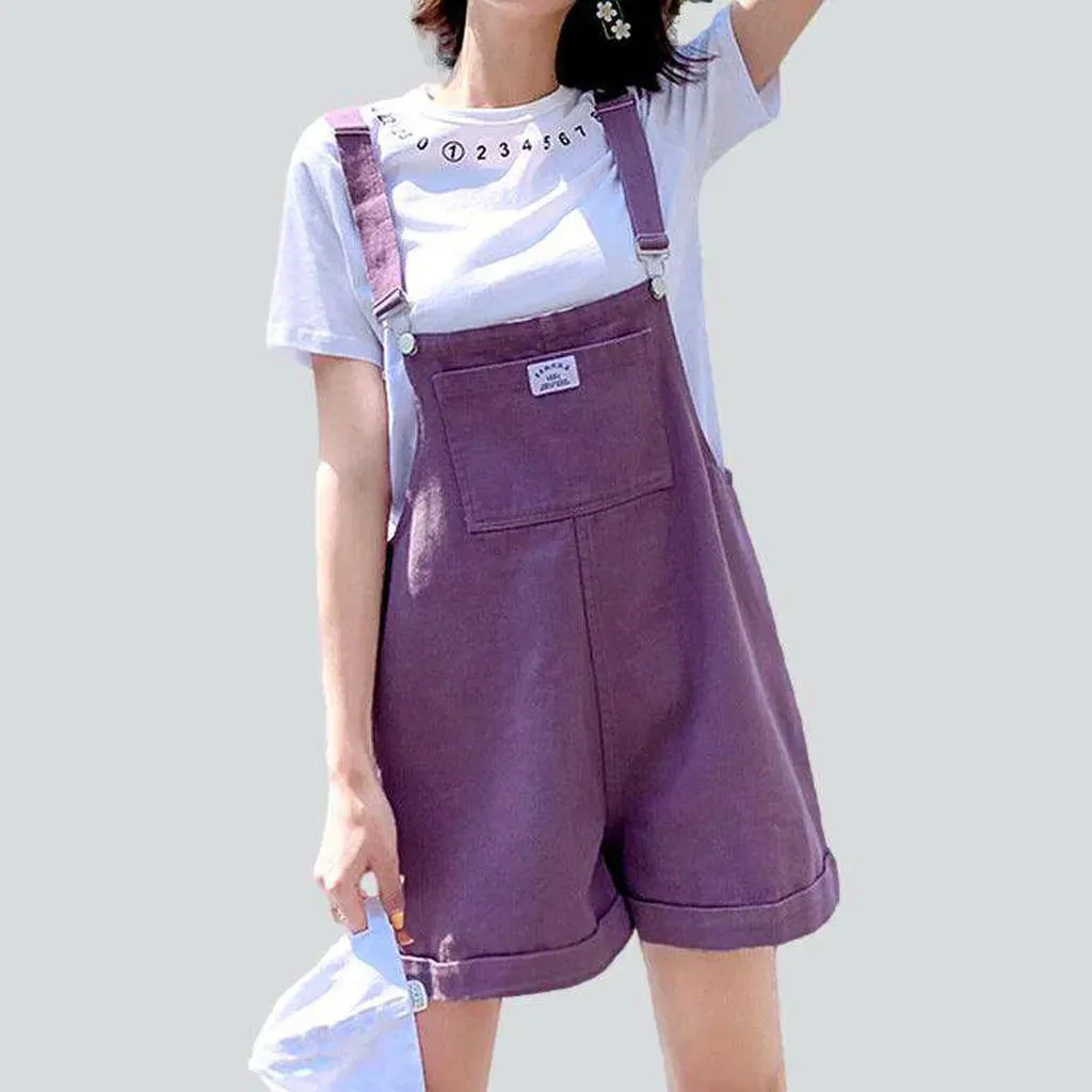 Y2k denim overall shorts for ladies