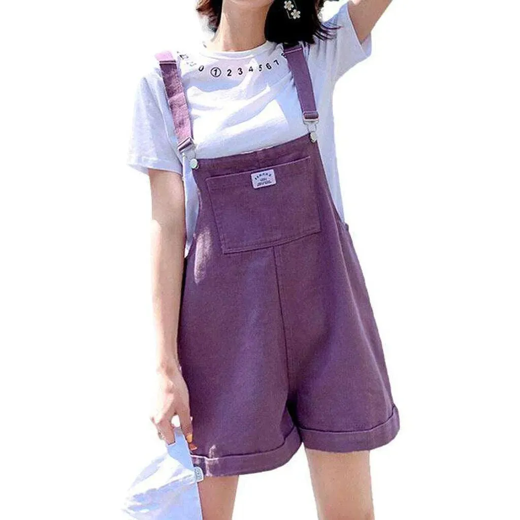 Y2k denim overall shorts for ladies