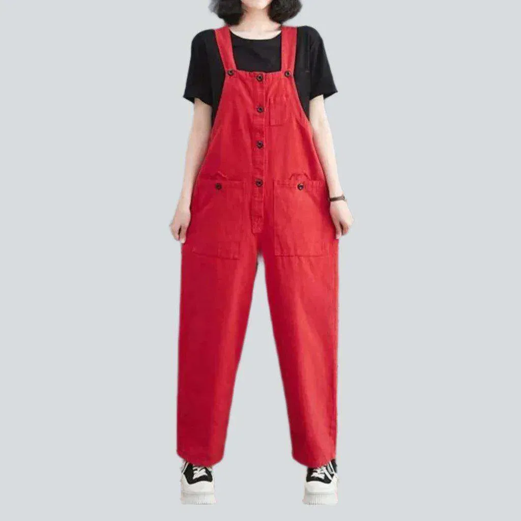 Y2k loose jeans overall for ladies