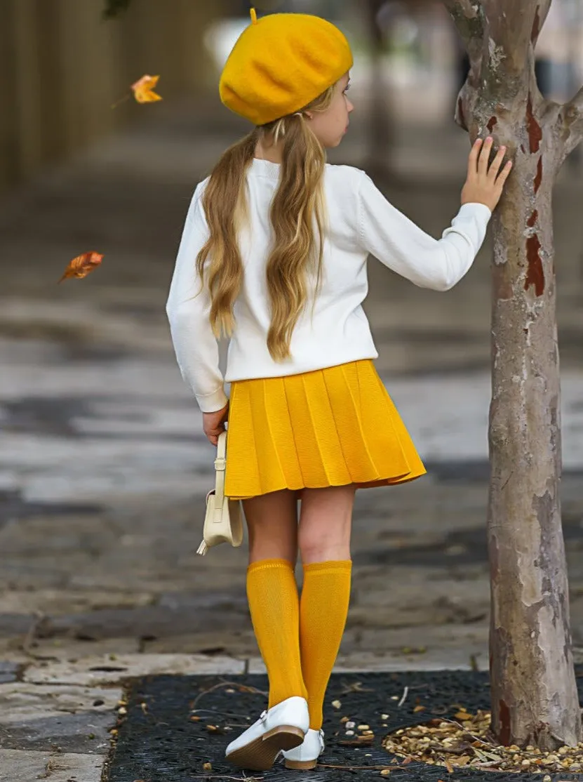 You're The Sunflower Cardigan and Pleated Skirt Set